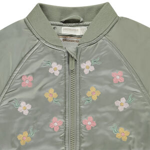 Chaqueta bomber de satén con detalles bordados para niña 