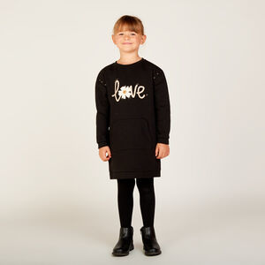Robe sweat manches longues à strass pour fille 