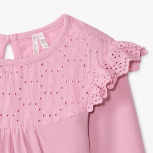 T-shirt manches longues uni à col marin brodé pour bébé fille 