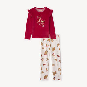 Set pyjama de Noël en velours pour fille  Main Set pyjama de Noël en velours pour fille