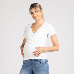 Camiseta cruzada de manga corta para embarazo y lactancia 