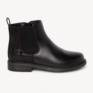 Botines con cremallera efecto cuero a cuadrícula para niña  Main Botines con cremallera efecto cuero a cuadrícula para niña
