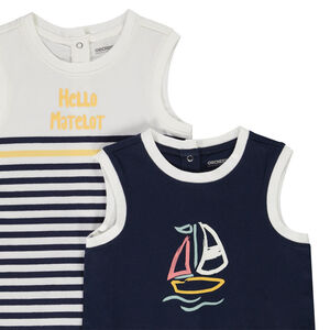Lot de 2 combinaisons courtes en jersey print voilier pour bébé garçon 