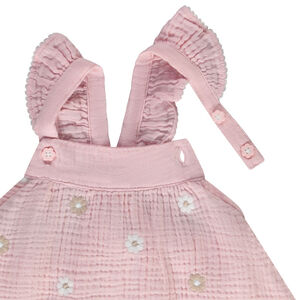 Tunique sans manches en double gaze broderies fleurs pour bébé fille 