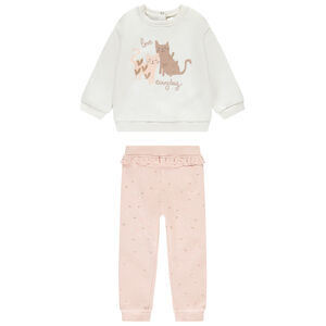 Conjunto de jogging de felpa con estampado de gatos para bebé niña 