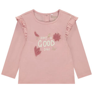 Camiseta de manga larga con volantes y estampado para bebé niña 