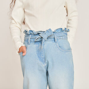 Vaqueros paperbag con cinturón para niña 