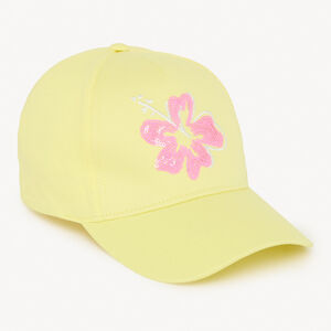 Gorra con estampado de hibisco y lentejuelas para niña 