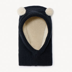 Capucha de punto con forro y pompones divertidos para bebé niño 