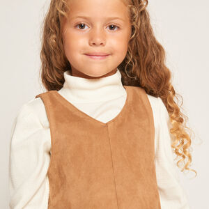 Vestido sin mangas forrado efecto ante para niña 