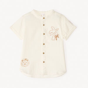 Camisa de manga corta con bordado de palmera para bebé niño 