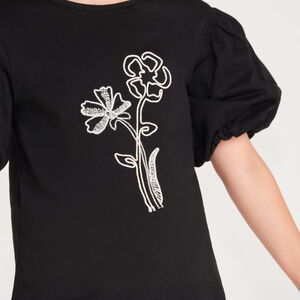 Camiseta de niña de flores con cordones de manga corta 