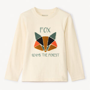 T-shirt manches longues uni à motif brodé effet bouclette pour garçon  