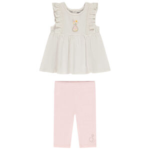 Ensemble en jersey tunique brodée + caleçon pour bébé fille 