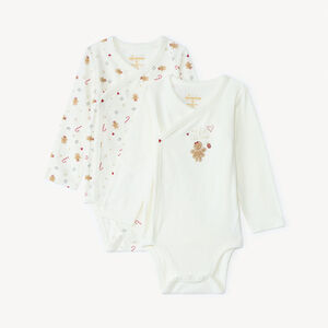 Lot de 2 bodies manches longues de Noël pour bébé fille avec ouvertures différentes selon l'âge  Main Lot de 2 bodies manches longues de Noël pour bébé fille avec ouvertures différentes selon l'âge