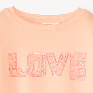 Sudadera de felpa con estampado Love y lentes niña. 