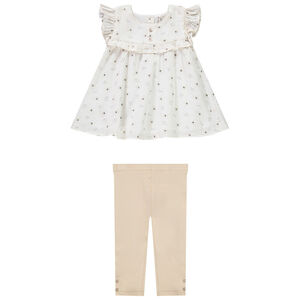 Conjunto corto de 2 piezas con blusa estampada para bebé niña 