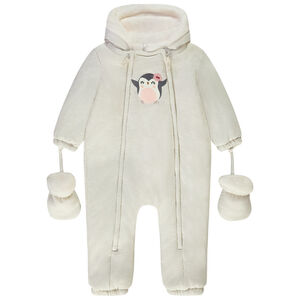 Pelele estampado pingüino para bebé niña con acabados diferentes según la edad 
