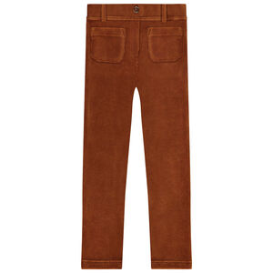 Jeggings de terciopelo liso con bolsillos para niña 