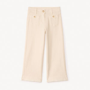 Jean ancho liso con botones de imitación de cuerno para niña 