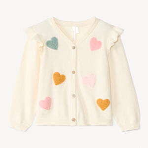 Chaleco de punto con corazones en relieve para bebé niña 