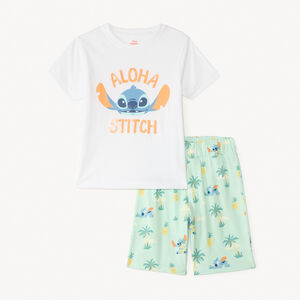 Set de pijama corto de 2 piezas, camiseta + short de Stitch Disney para niño. 