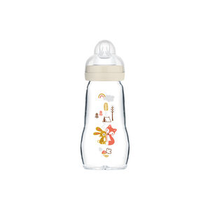 Biberón de vidrio 260 ml flujo 2 2M+ blanco 