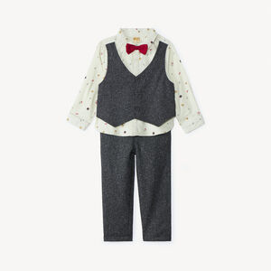Ensemble 3 pièces avec nœud papillon pour bébé garçon 