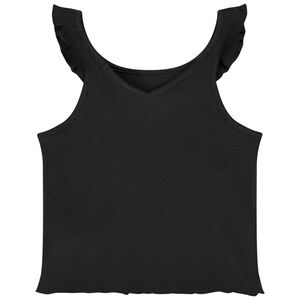 Camiseta sin mangas efecto acanalado con cuello volante niña 