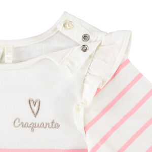 Camiseta de rayas con volantes y bordado dorado para bebé niña 