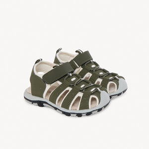 Sandalias de velcro con elásticos en kaki para niño 