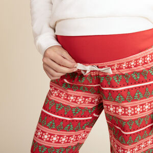 Pijama de embarazo 2 piezas en sherpa con estampado navideño 