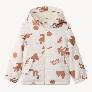 Cortavientos con capucha para niño en tejido ripstop con estampado gráfico 