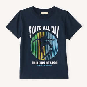 Camiseta de manga corta con bordado de patinador para niño 