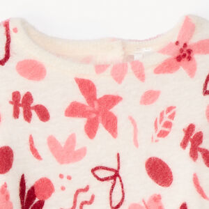 Jersey de manga larga peluche suave con estampado artístico para bebé niña 