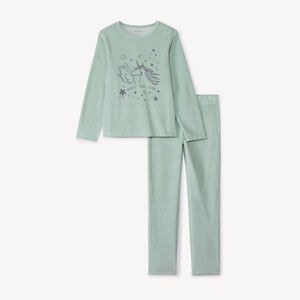 Set pyjama en velours printé uni pour fille  Main Set pyjama en velours printé uni pour fille