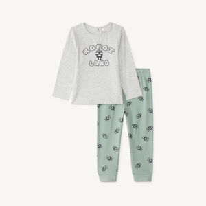 Pijama de 2 piezas largo para bebé niño con motivo de robot (Acabados diferentes según la edad) 