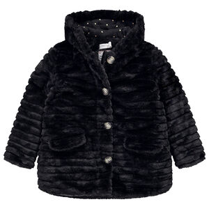 Chaqueta con capucha de pelo sintético para niña 