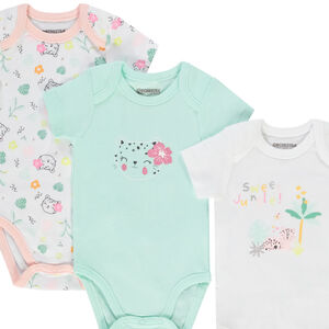 Pack de 7 bodies de manga corta de jersey con estampado de animales para bebé niña. 