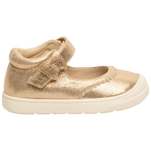 Babies doradas con velcro y detalle de mariposa para bebé niña 