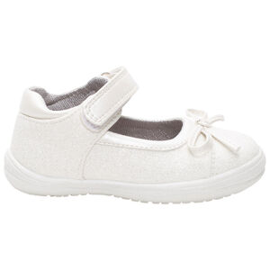 Merceditas de tela con purpurina y lazo 