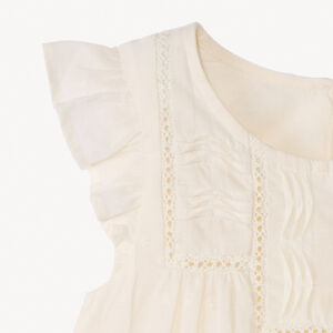 Túnica de manga corta con volantes y bordados para bebé niña 