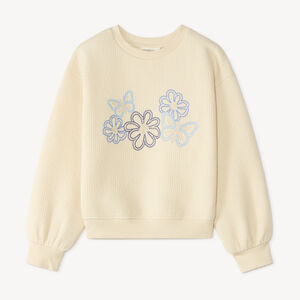 Sudadera texturizada para niña con bordados de flores 