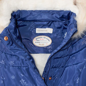 Anorak largo en tejido estampado con capucha para bebé niña 