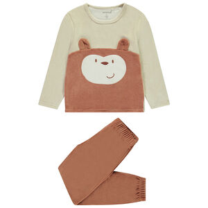 Pijama de 2 piezas de terciopelo con estampado de monos para niño 