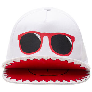 Gorra rayada de twill con gafas impresas y visera doble 