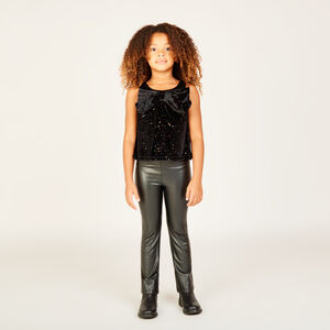 Legging trompette en simili cuir pour fille  Main Legging trompette en simili cuir pour fille