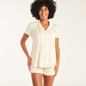 Conjunto de pijama de 2 piezas, camisa + pantalón corto con cinta alta para embarazada. 