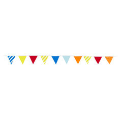 Guirnalda de cumpleaños con triángulos de colores y motivos de fantasía , Prémaman