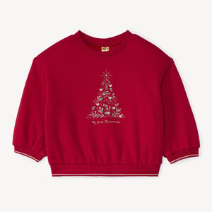 Sweat molleton motif sapin de Noël pour bébé fille  Main Sweat molleton motif sapin de Noël pour bébé fille